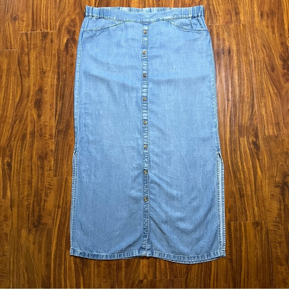 J Jill Chambray Long Skirt with Buttons Size XS